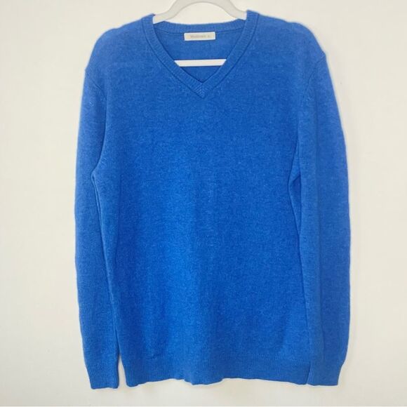 Woolovers 100% Lambswool SOFT!  V-Neck Blue Sweater sz. Med. #AN - Picture 1 of 7